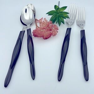 CUTCO 4 PCS  CLASSIC DARK BROWN HANDLE STAINLESS STEEL VINTAGE FLATWARE SET 1545